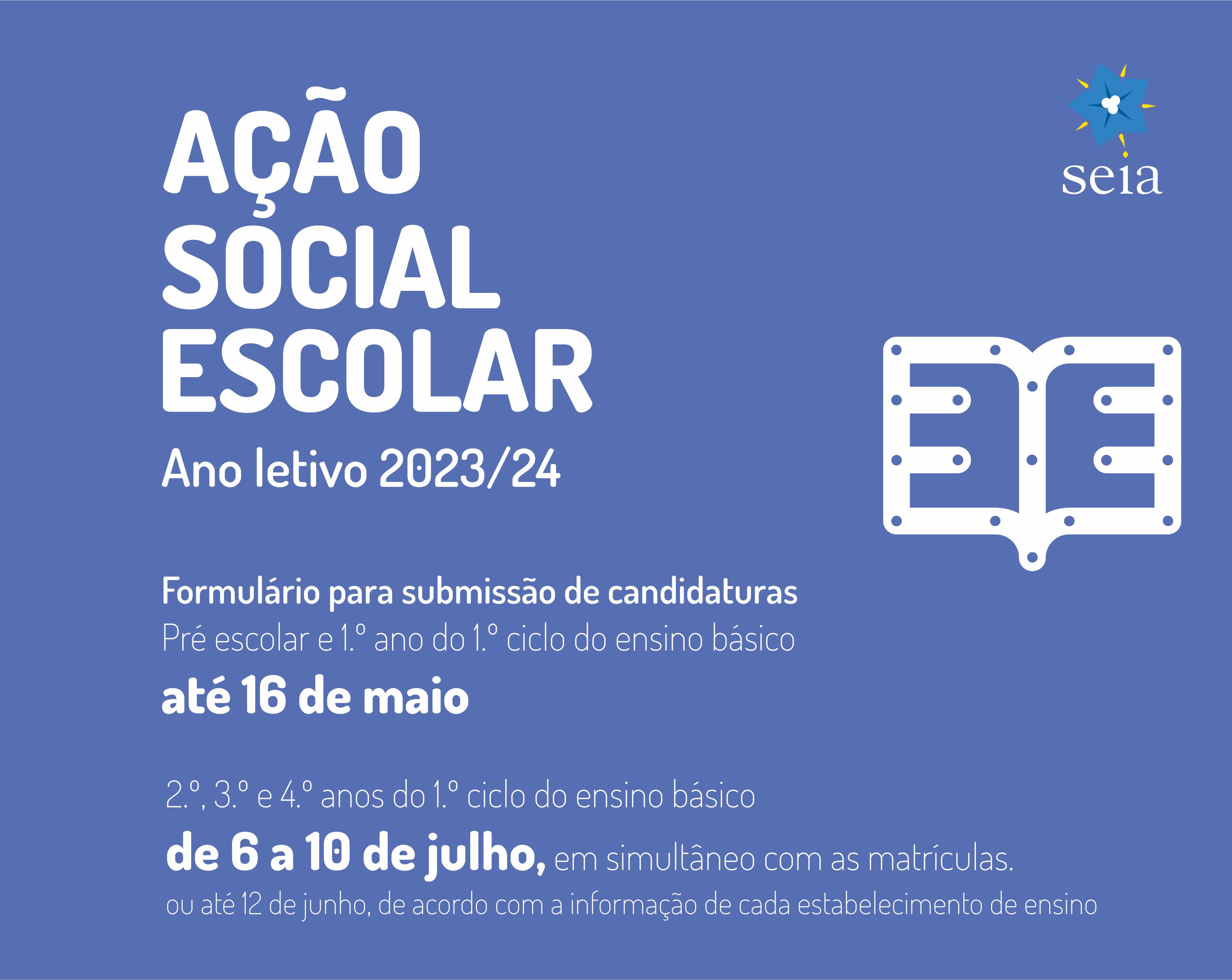 Ação Social Escolar I Inscrições Ano Letivo 2023-2024