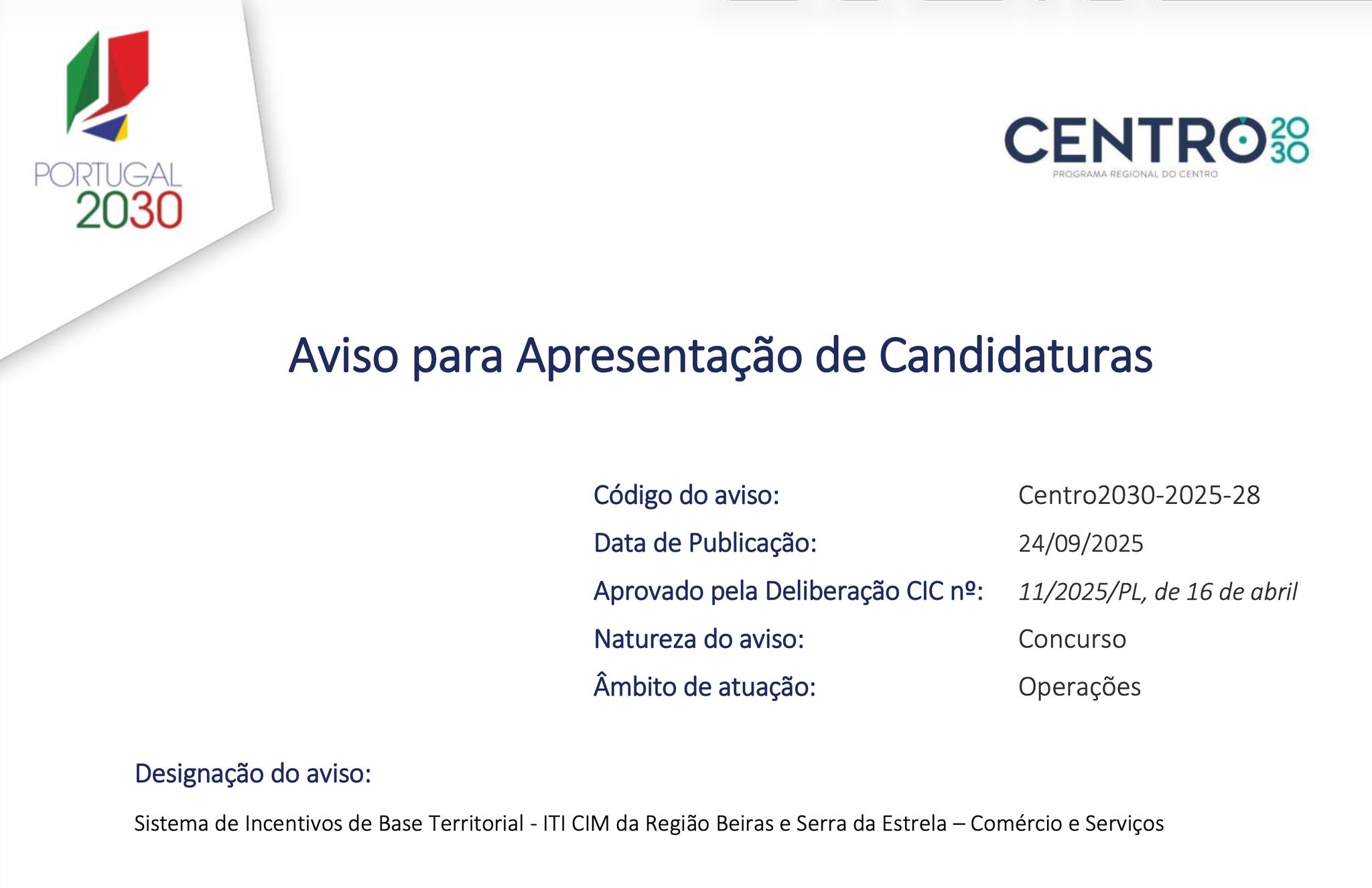 Aberto Aviso de Candidaturas para Incentivos ao Comércio e Serviços na Região Beiras e Serra da Estrela