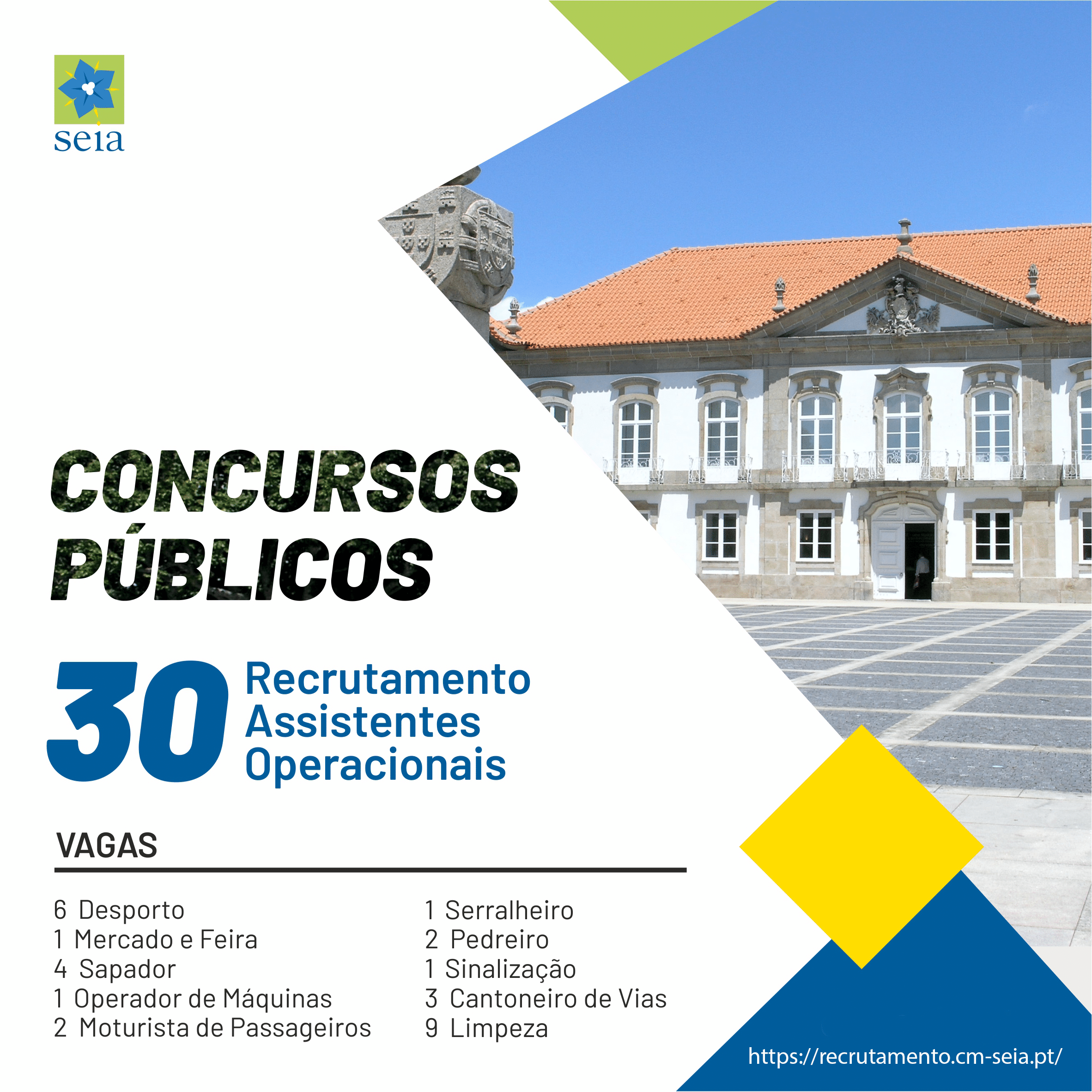 Abertos procedimentos concursais para 30 assistentes operacionais